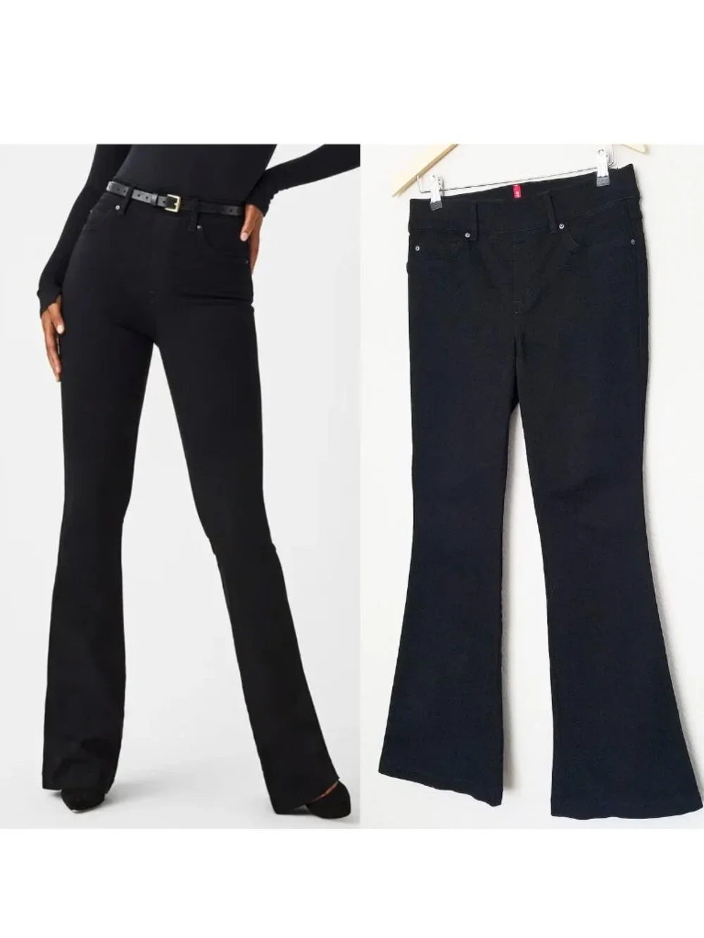 SPANXshape EveryWear Flared Pull On Jeans Black Size M Slimming Denim $138 20326